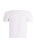 T-shirt per bambina Monnalisa bianca con grafica a fiori sul davanti - Rubino Kids