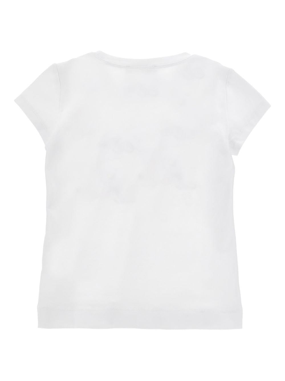 T-shirt per bambina Monnalisa bianca con grafica e decorazioni in strass - Rubino Kids
