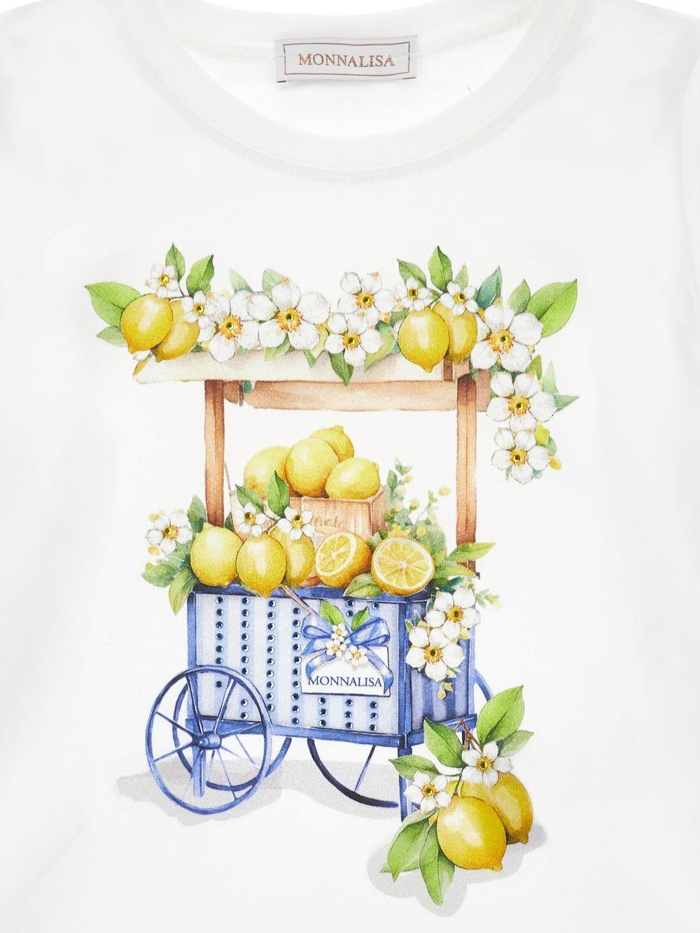 T-shirt per bambina Monnalisa bianca con grafica - Rubino Kids