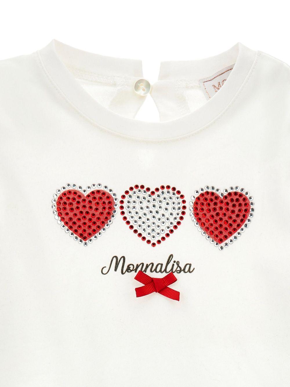 T-shirt per bambina Monnalisa bianca con stampa con logo sul davanti - Rubino Kids