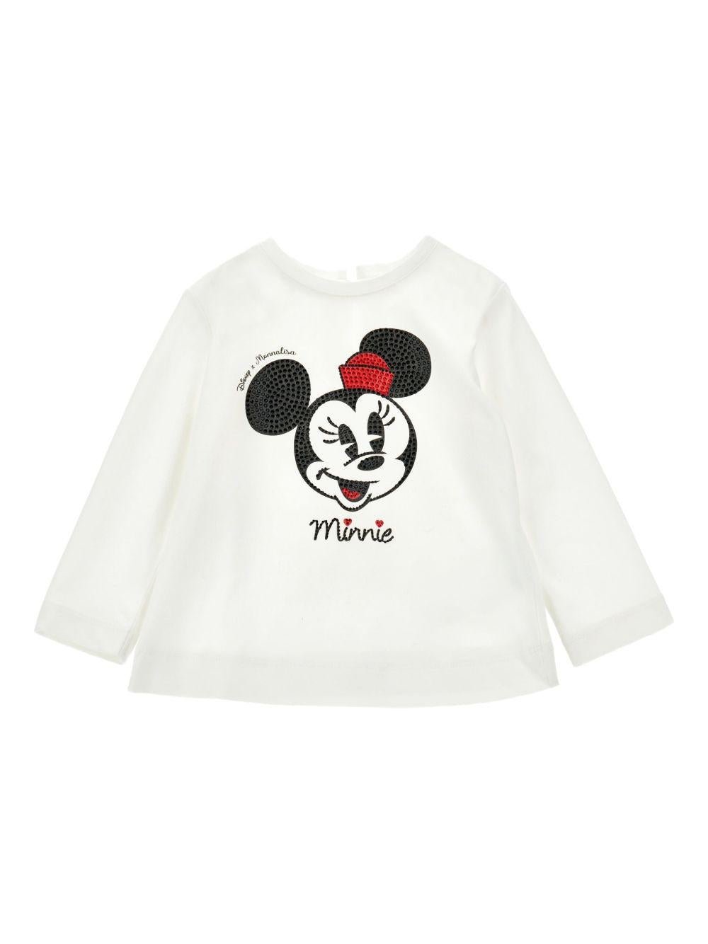 T-shirt per bambina Monnalisa bianca con stampa sul davanti - Rubino Kids