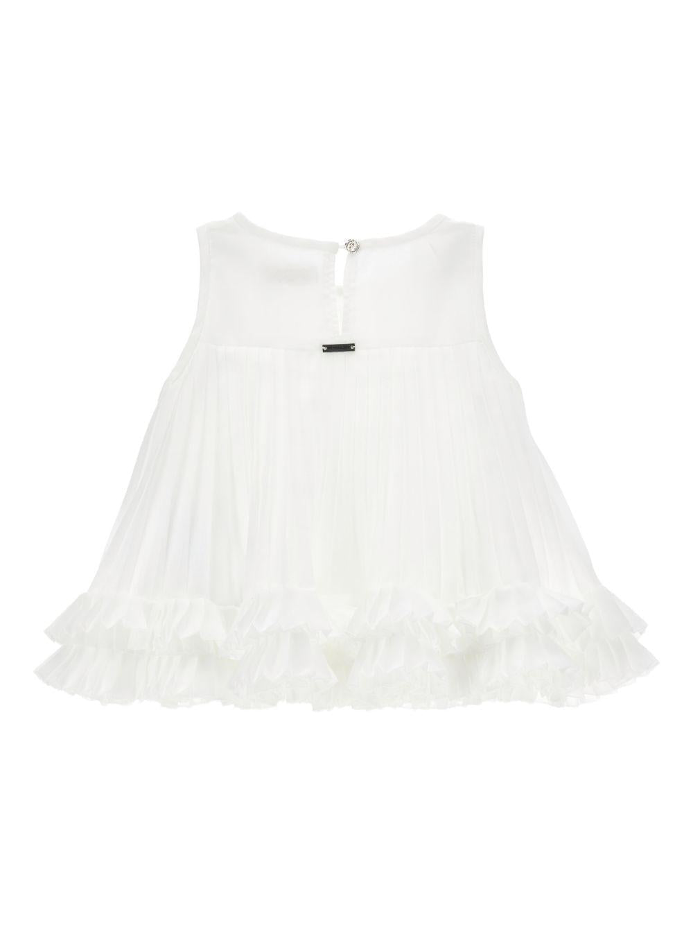 T-shirt per bambina Monnalisa bianco con design plissettato - Rubino Kids