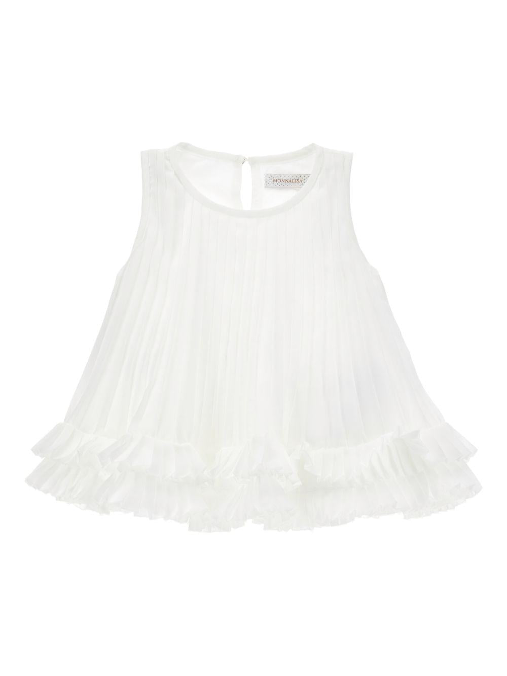 T-shirt per bambina Monnalisa bianco con design plissettato - Rubino Kids