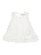 T-shirt per bambina Monnalisa bianco con design plissettato - Rubino Kids