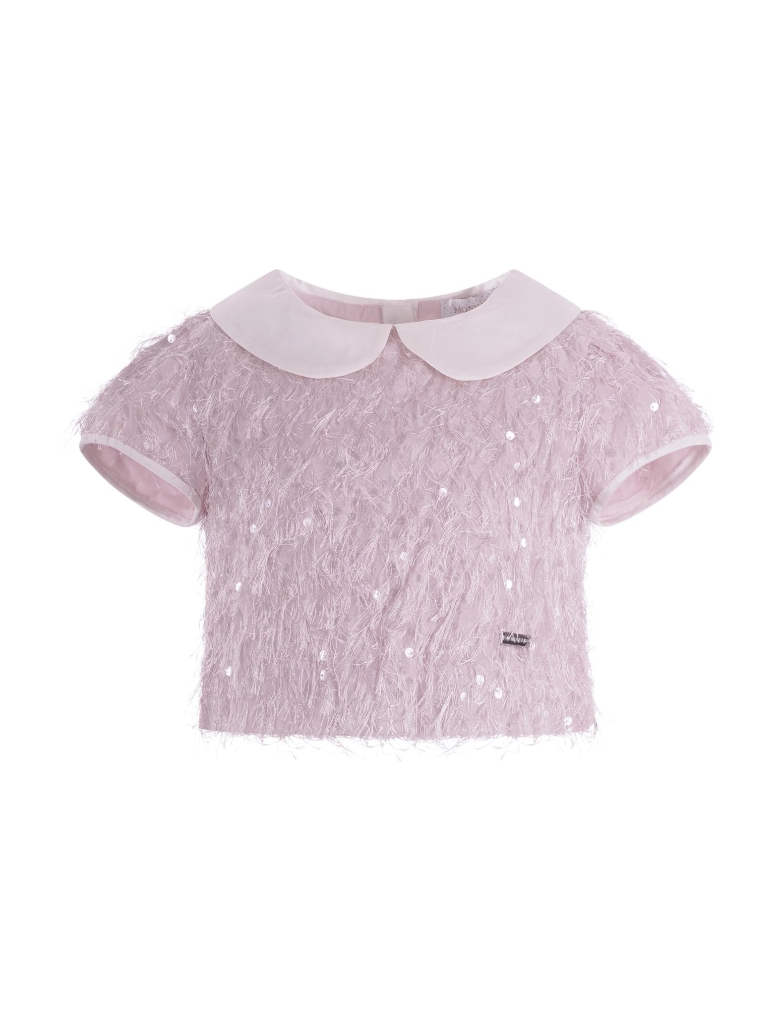 T-shirt per bambina Monnalisa rosa con colletto alla Peter Pan - Rubino Kids