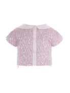 T-shirt per bambina Monnalisa rosa con colletto alla Peter Pan - Rubino Kids