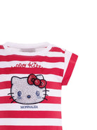 T-shirt per bambina Monnalisa rossa a righe con stampa grafica sul davanti - Rubino Kids