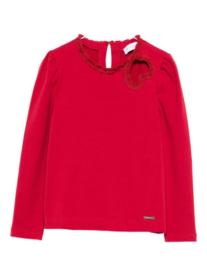Red Monnalisa T-shirt for girls with heart detail