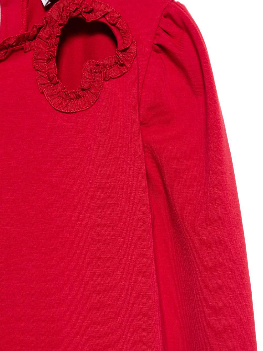 T-shirt per bambina Monnalisa rosso con dettaglio a cuore - Rubino Kids