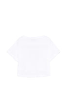 T-shirt per bambina Moschino Kids bianca con design crop - Rubino Kids