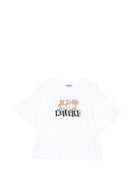 T-shirt per bambina Moschino Kids bianca con dettaglio Teddy Bear - Rubino Kids