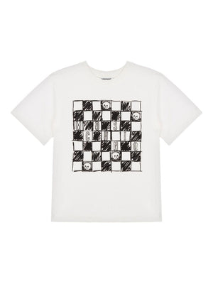 Moschino Kids white checked print T-shirt for girls