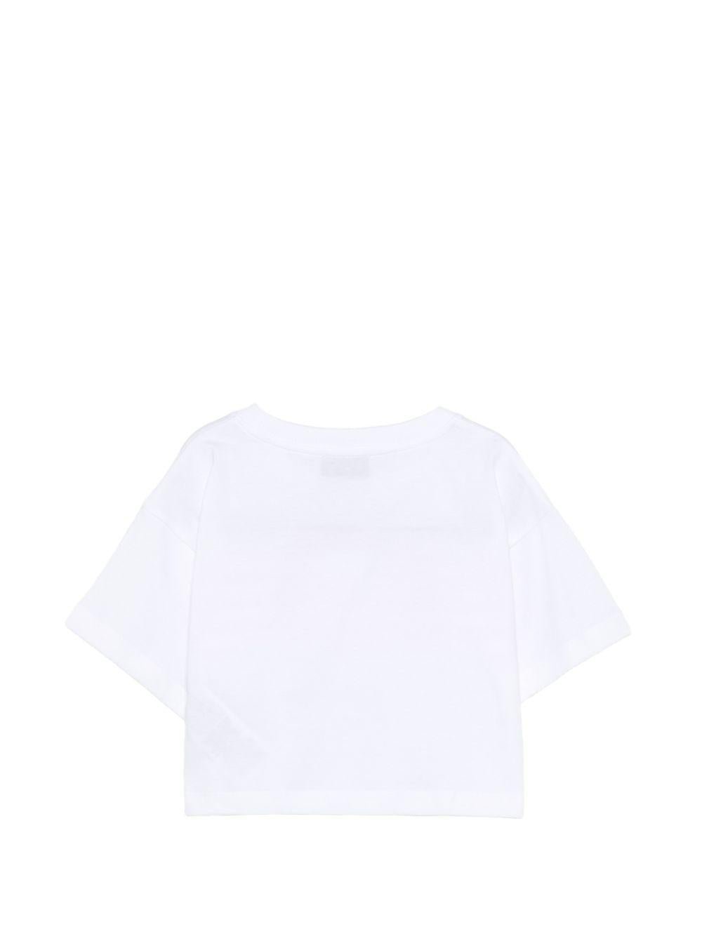 T-shirt per bambina Moschino Kids bianca con stampa ciliegie - Rubino Kids