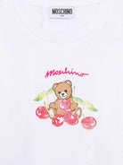 T-shirt per bambina Moschino Kids bianca con stampa Teddy Bear - Rubino Kids