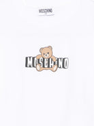 T-shirt per bambina Moschino Kids bianca con stampa Teddy Bear - Rubino Kids