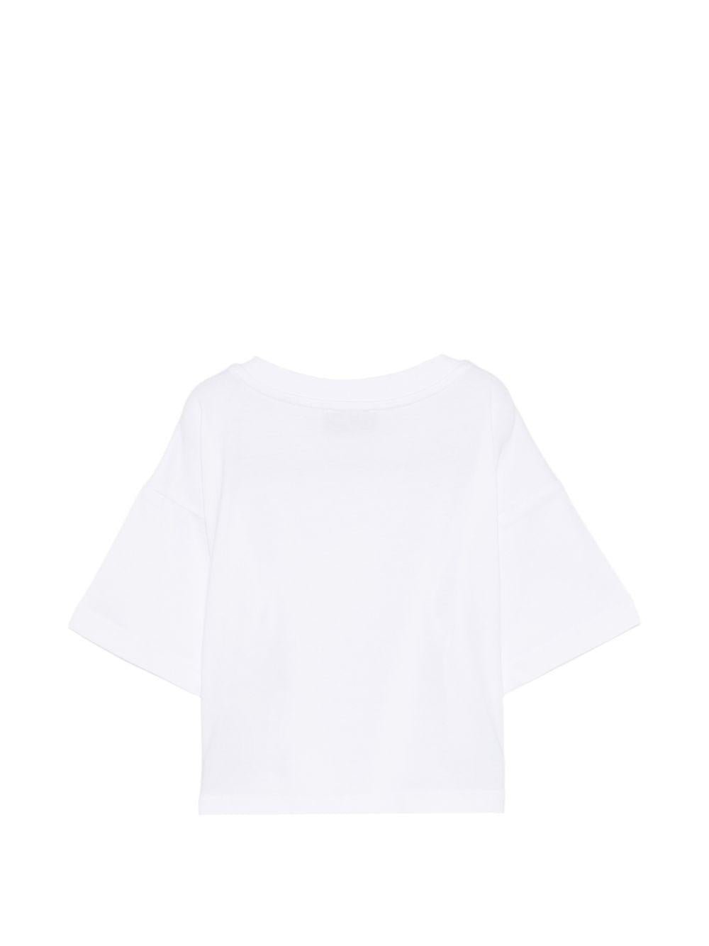 T-shirt per bambina Moschino Kids bianca con stampa Teddy Bear - Rubino Kids