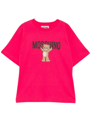 Moschino Kids fuchsia T-shirt for girls with Teddy Bear motif