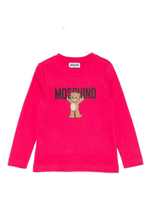 Moschino Kids fuchsia T-shirt for girls with Teddy Bear print