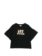 T-shirt per bambina Moschino Kids nera con dettaglio Teddy Bear - Rubino Kids