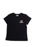 T-shirt per bambina Moschino Kids nera con stampa orsetto - Rubino Kids