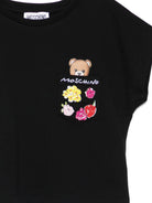 T-shirt per bambina Moschino Kids nera con stampa Teddy Bear - Rubino Kids