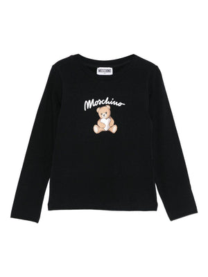 T-shirt per bambina Moschino Kids nera con stampa Teddy Bear