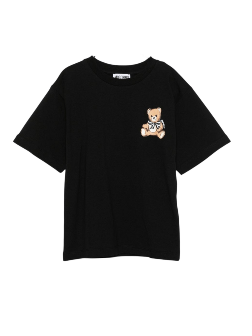 T-shirt per bambina Moschino Kids nera con stampa teddy - Rubino Kids