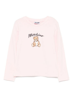 T-shirt per bambina Moschino Kids rosa con maniche lunghe