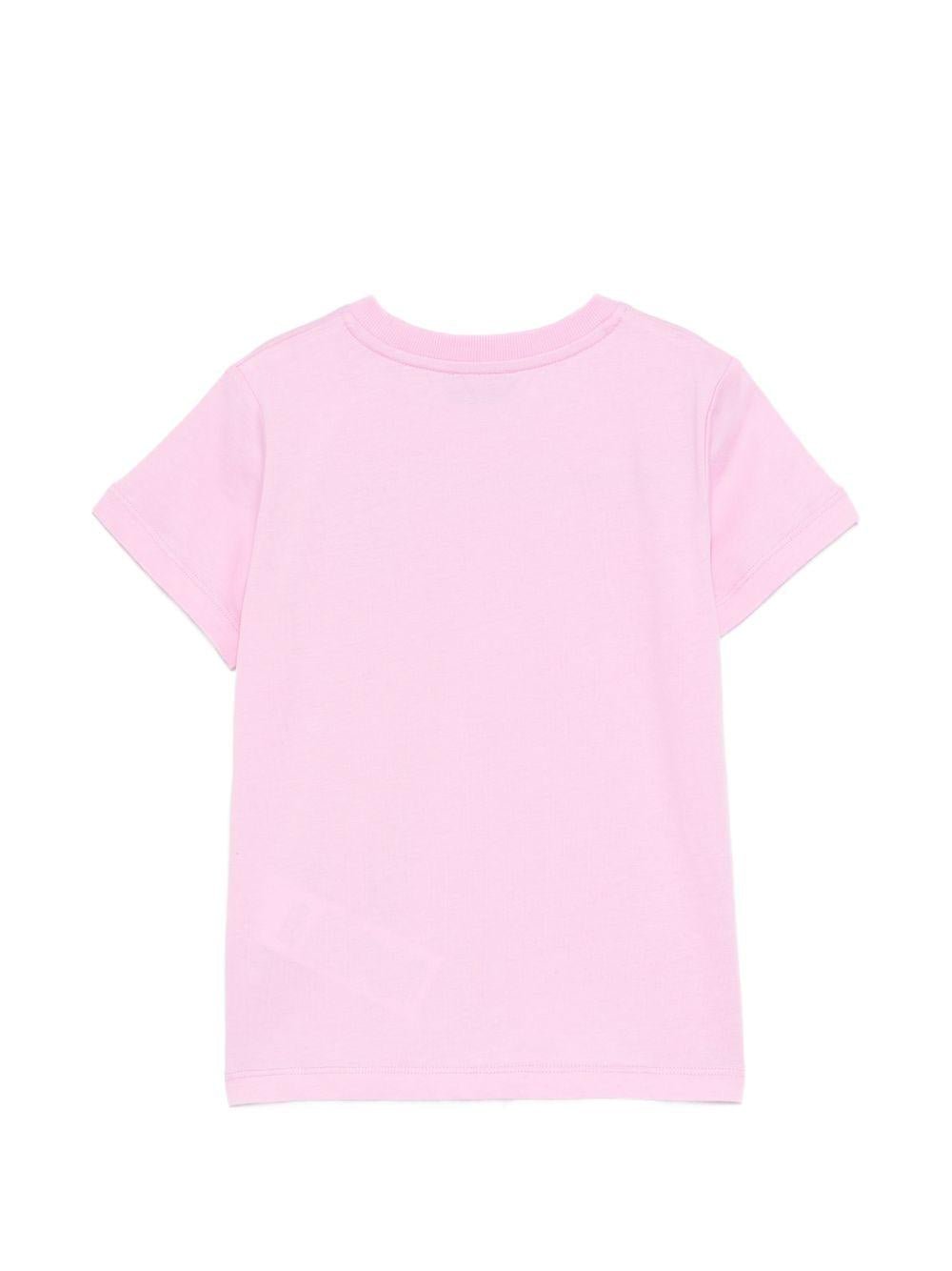 T-shirt per bambina Moschino Kids rosa con ricamo Teddy Bear - Rubino Kids