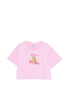 T-shirt per bambina Moschino Kids rosa con stampa ciliegie - Rubino Kids