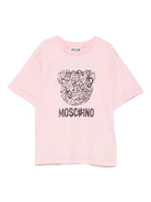 T-shirt per bambina Moschino Kids rosa con stampa grafica - Rubino Kids