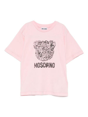 T-shirt per bambina Moschino Kids rosa con stampa grafica