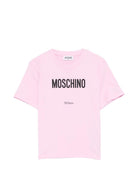 T-shirt per bambina Moschino Kids rosa con stampa logo - Rubino Kids