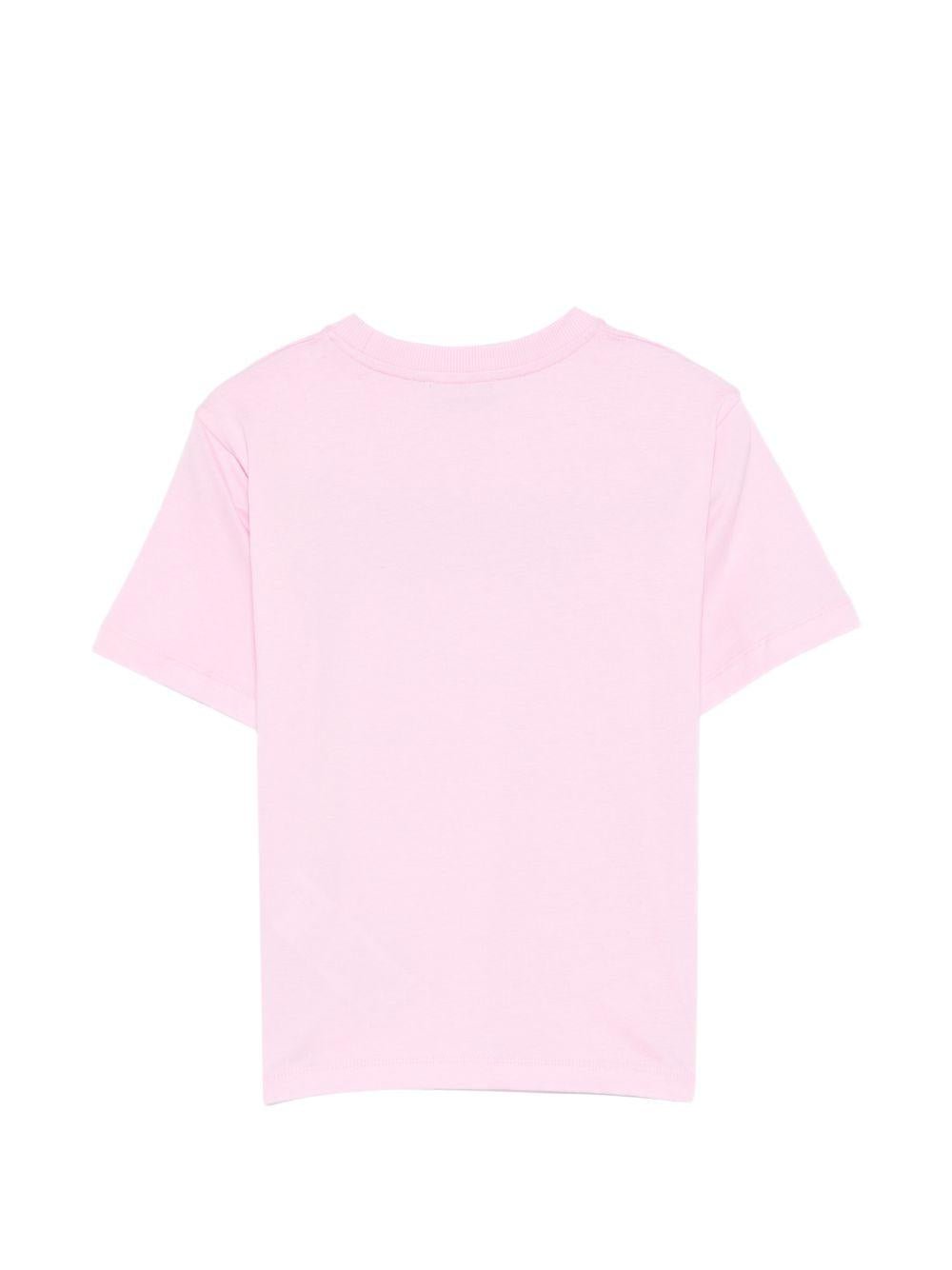 T-shirt per bambina Moschino Kids rosa con stampa logo - Rubino Kids