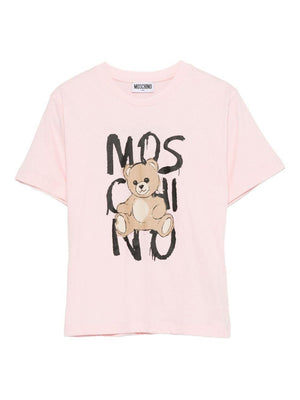 T-shirt per bambina Moschino Kids rosa con stampa Teddy Bear
