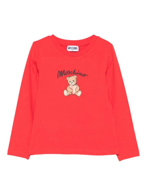 T-shirt per bambina Moschino Kids rosso maniche lunghe