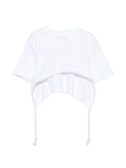 T-shirt per bambina MSGM Kids bianca con apertura sulla schiena - Rubino Kids