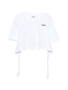 T-shirt per bambina MSGM Kids bianca con apertura sulla schiena - Rubino Kids