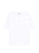 T-shirt per bambina MSGM Kids bianca con applicazioni - Rubino Kids