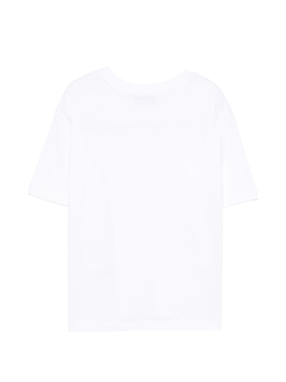 T-shirt per bambina MSGM Kids bianca con applicazioni - Rubino Kids
