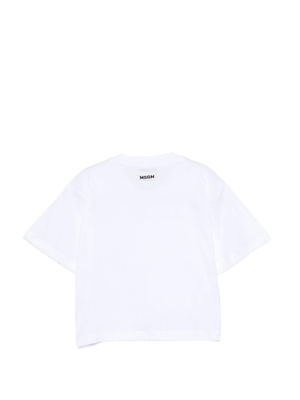 T-shirt per bambina MSGM Kids bianca con dettaglio nodo - Rubino Kids