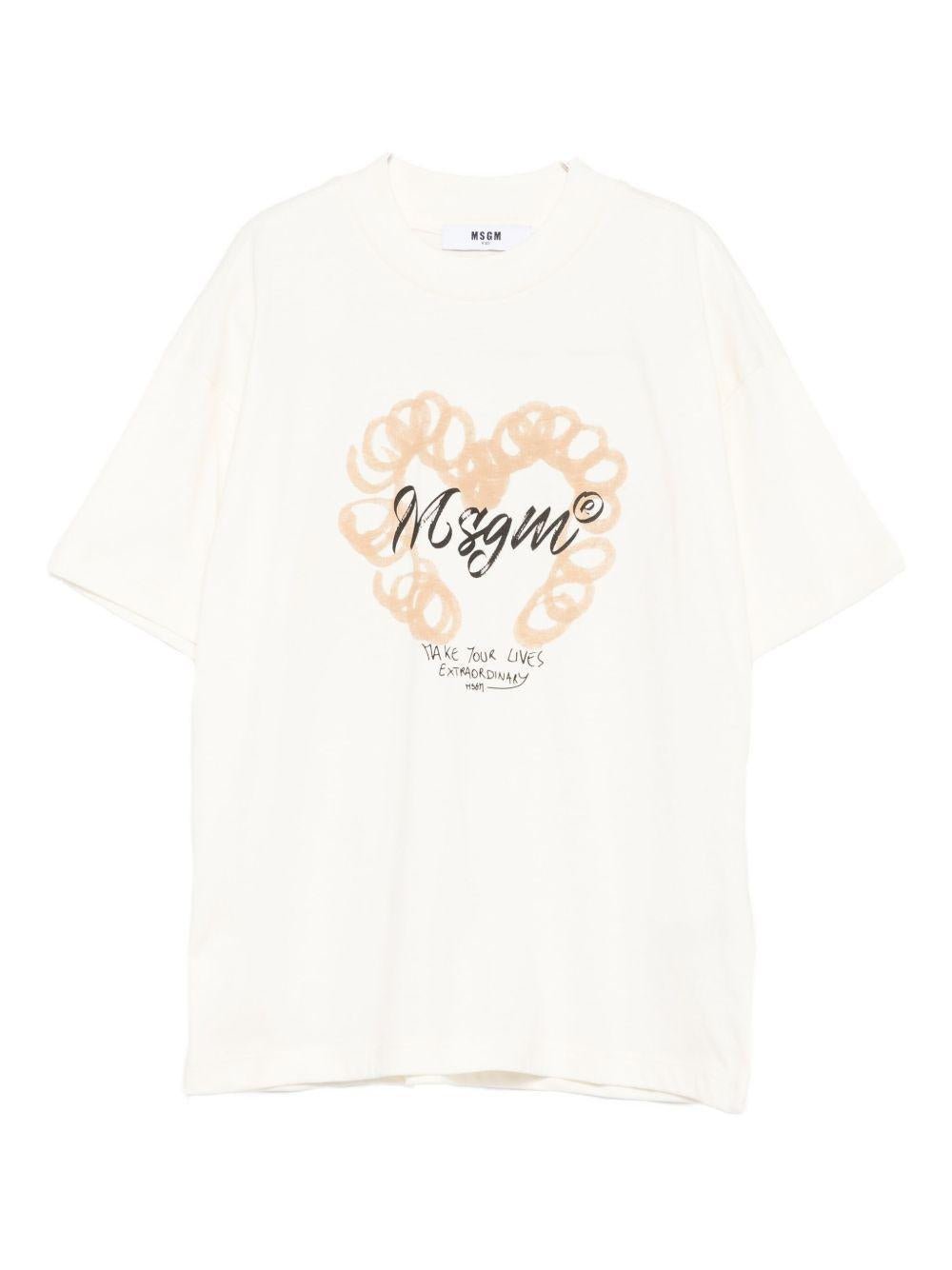 T-shirt per bambina MSGM Kids bianca con logo sul davanti - Rubino Kids