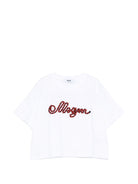 T-shirt per bambina MSGM Kids bianca con perline - Rubino Kids