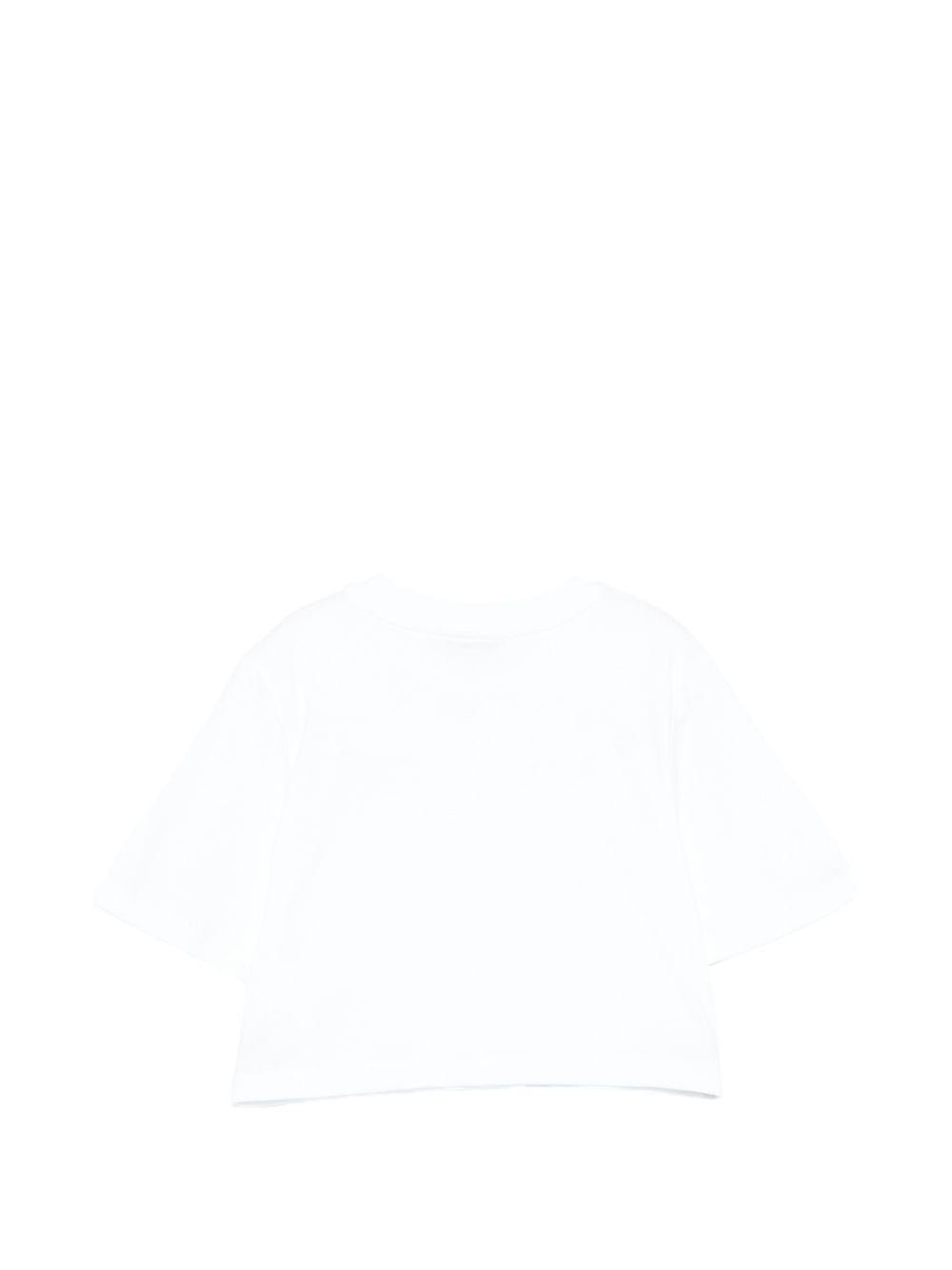 T-shirt per bambina MSGM Kids bianca modello crop - Rubino Kids