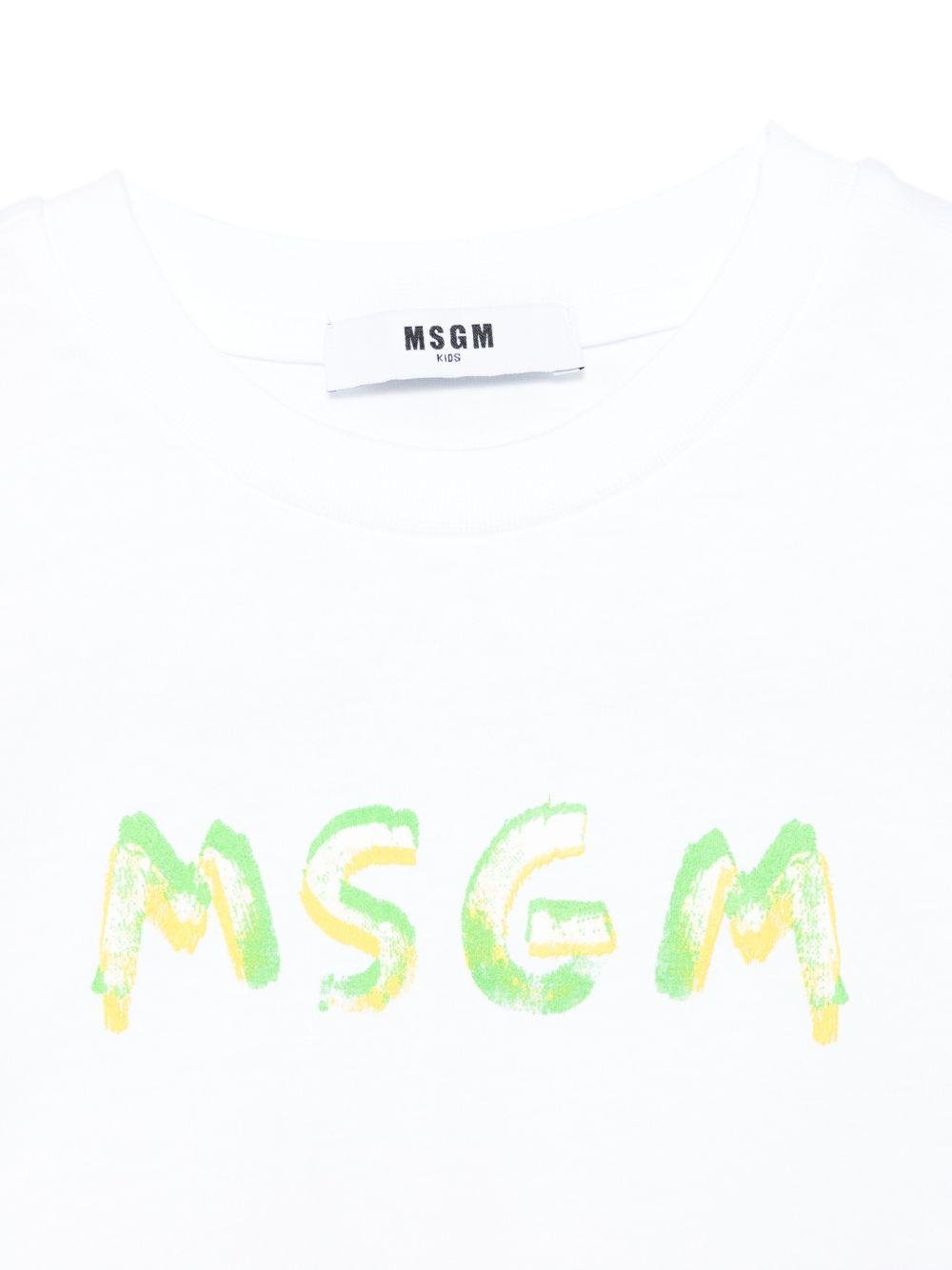 T-shirt per bambina MSGM Kids bianca modello crop - Rubino Kids