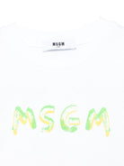 T-shirt per bambina MSGM Kids bianca modello crop - Rubino Kids