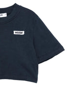 T-shirt per bambina MSGM Kids blu con apertura sulla schiena - Rubino Kids