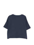 T-shirt per bambina MSGM Kids blu modello crop - Rubino Kids