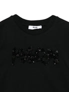 T-shirt per bambina MSGM Kids nera con applicazione logo - Rubino Kids