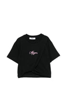 T-shirt per bambina MSGM Kids nera con dettaglio nodo - Rubino Kids